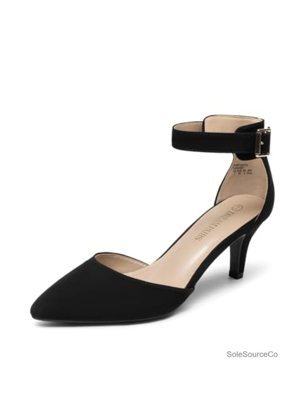 DREAM PAIRS Women's Kitten Heels Ankle Strap Pumps Pointed Toe